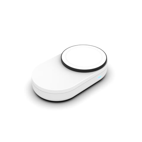 Qi2 Faltbares 3-in-1 Ladegerät, ähnliche Größe wie eine Magic Mouse für einfachen Transport. Perfekt für Großhändler und Distributoren.