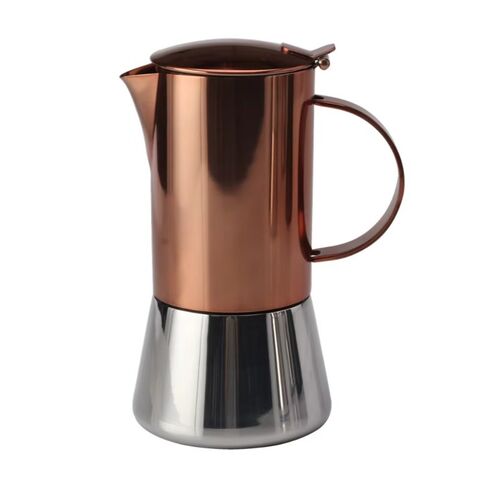Cafetière Italienne Moka en Acier Inoxydable Cuivré 6 Tasses - Machine à Espresso pour Cuisinière, Cafetière Espresso Italienne