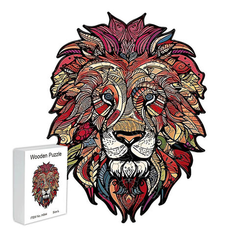 Quebra-cabeças de Madeira OEM ODM, Quebra-cabeças de Corte de Madeira Animal Único de Leão, Quebra-cabeças de Madeira com Logotipo Personalizado por Atacado para Adultos for sale at factory direct price