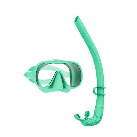 Adult Snorkeling Gear Light Green Dry Snorkeling Mask 2 Piece Anti-fog ...