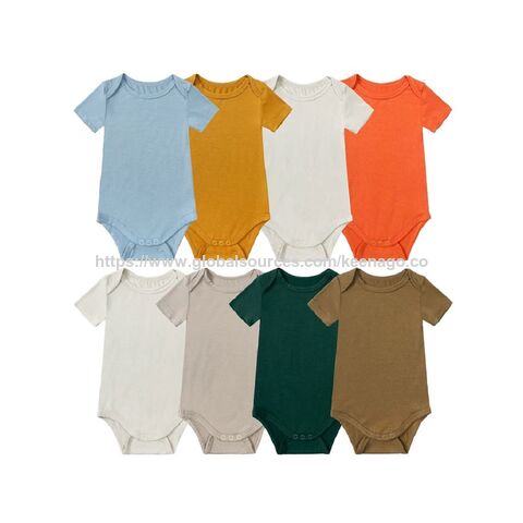Pijama Unisex para Recién Nacido de Bambú y Spandex, Manga Corta con Botones, Mameluco Enterizo para Bebé