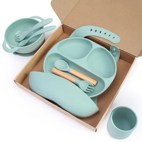Vente en gros de vaisselle pour enfants en silicone avec logo personnalisé, réutilisable, motif dessin animé créatif, bol alimentaire, tasse et ensemble de dîner en paille de blé