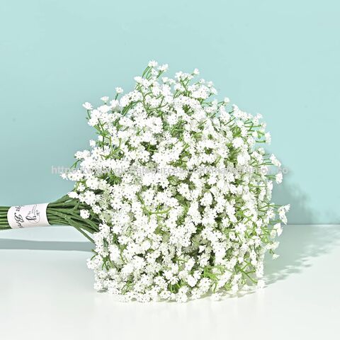 Flores Artificiais, 6 Unidades de Flores Artificiais Brancas de Mosquitinho, Pacote Artificial a Granel, Buquê de Gipsofila Artificial de Toque Real