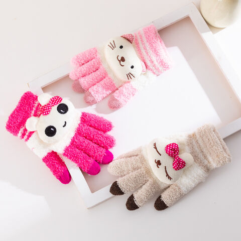 Luvas de Inverno Quentes e Grossas com Ecrã Tátil e Desenho de Coelho de Desenho Animado WOO para Mulheres e Crianças - Luvas de Inverno de Alta Qualidade for sale at factory direct price