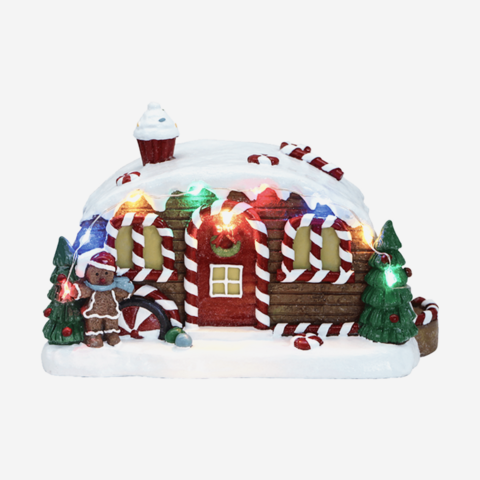 Camping-car de Noël en pain d'épices avec lumière LED. Remarque : Fonctionne avec 3 piles AA (non incluses). Inclut de la musique. for sale at factory direct price
