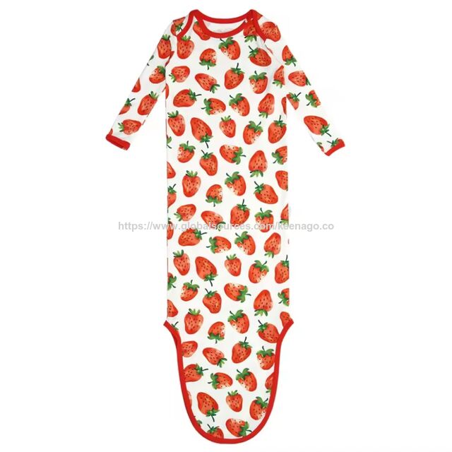 Custom 95% Bamboo 5% Spandex High Quality Eco-friendly Strawberry Printed Bamboo Baby Swaddle Sleeping Bag