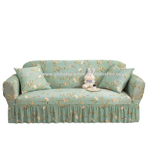 Fundas de Sofá Impermeables para Muebles, Protector de Sofá Tipo Puff, Cubre Sofá con Falda Estampada, Diseño Lavable en Spandex