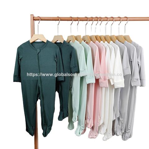 Ropa para bebés recién nacidos, niños y niñas, mameluco sólido de fibra de bambú suave, pijama con pies y doble cremallera, pelele de algodón para bebés