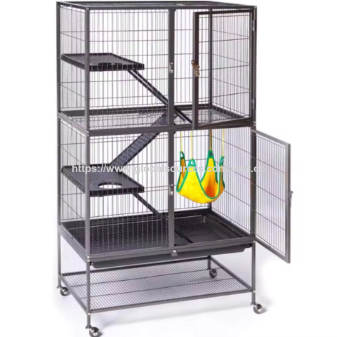 Gaiola de Metal para Animais de Estimação de Alta Qualidade Mais Vendida, Crate para Cães Durável para Interior, Gaiolas para Cães e Coelhos com Roda, Gaiola de Furão de Aço Inoxidável para Gatos for sale at factory direct price