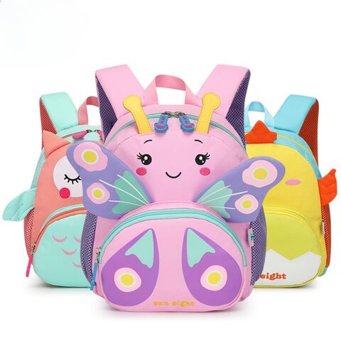 Mochilas infantiles de lona con diseño de mariposa, mochila ligera para niños, bolso escolar con dibujos animados en 3D para niñas y niños