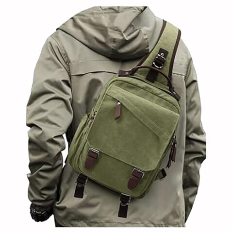 Bolsa Mensageiro Masculina, Pequena Mochila Transversal, Bolsa de Ombro para Homens e Mulheres, Bolsa Transversal de Lona