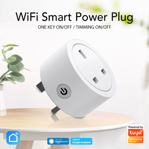 Prise Intelligente Tuya WiFi 2.4G pour Maison Intelligente, Prise d'Alimentation Intelligente Sans Fil compatible avec Alexa, pour Royaume-Uni