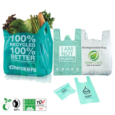 Sacs d'épicerie écologiques personnalisés en gros, imprimés, 100 % biodégradables, durables, en amidon de maïs, sacs de courses compostables en plastique for sale at factory direct price