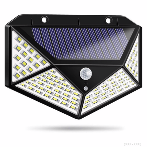Solarleuchten für den Außenbereich, IP65 Wasserdichte Wandleuchte mit Bewegungssensor, 100 LED Sicherheitsstrahler