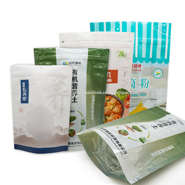 Sac en papier kraft refermable imprimé personnalisé de qualité alimentaire avec fermeture à glissière, résistant à l'humidité, type doypack pour sachet de thé avec encoche de déchirure