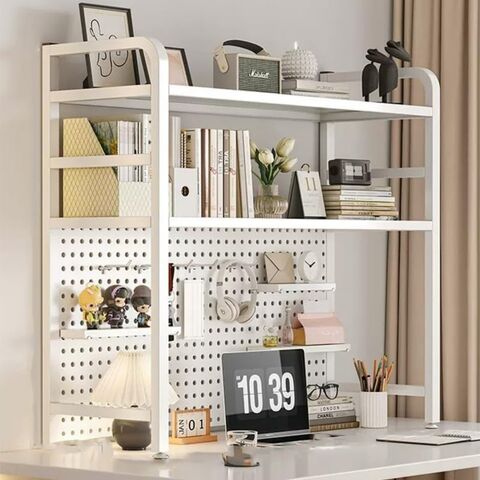 Estante Industrial de 3 Níveis para Mesa de Computador, Estante de Armazenamento Independente Multifuncional para Escritório, Decoração de Casa
