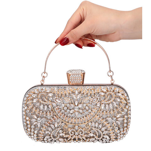 New banquet bag set with diamonds, hand-held bag paired with formal attire, women's wedding bag for sale at factory direct price