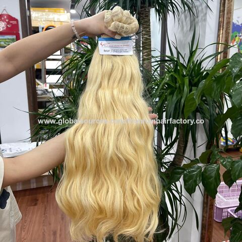 Grande Quantidade de Cabelo Humano Vietnamita em Estoque #613 Loja de Cabelo Cor Natural Ondulado Trama de Cabelo Pronta para Envio