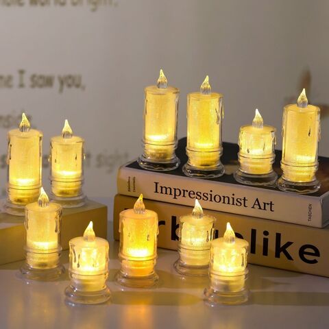 Bougies Électriques Sans Flamme avec Effet Larmes en Acrylique LED, Lumières de Thé pour la Saint-Valentin, Mariages, Fêtes d'Halloween, Bougies Romantiques
