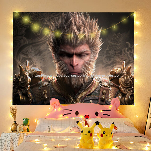 Tapiz de Black Myth Wukong, ambiente de gran tamaño, pintura colgante, tapiz mural, tela de fondo, pantalla, tela colgante for sale at factory direct price