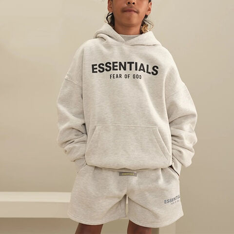Übergroßer, schlichter Unisex-Trainingshoodie aus Baumwolle für Kleinkinder, hochwertige Kinder-Pullover im "Fear of God"-Stil for sale at factory direct price