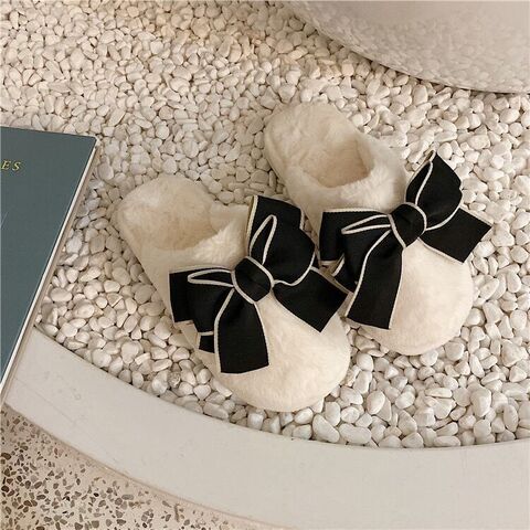 Fluffy bedroom slippers ladies indoor slippers waffle cotton slippers fuzzy house slippers fur slippers pink black slipper