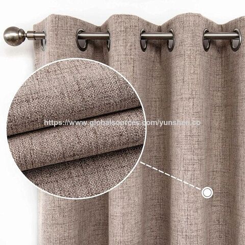 Full Blackout Curtains with Coating Back 100% Sun Blocking Linen Texture Curtains Curtain eyelet heading Blackout Curtains Fabric for sale at factory direct price
