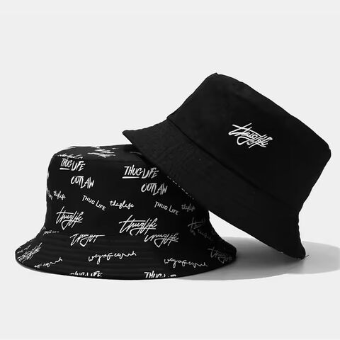 Chapéu Balde de Dois Lados, Um Lado com Logotipo Bordado na Frente, Um Lado com Logotipo Estampado por Toda a Parte, Chapéu Balde Reversível