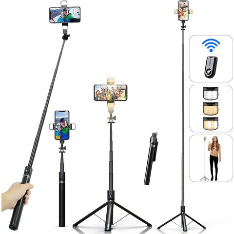 Trépied de Téléphone & Bâton Selfie 62", Support de Trépied de Téléphone Portable Extensible avec Télécommande Sans Fil et Support de Téléphone, Compatible avec iPhone for sale at factory direct price