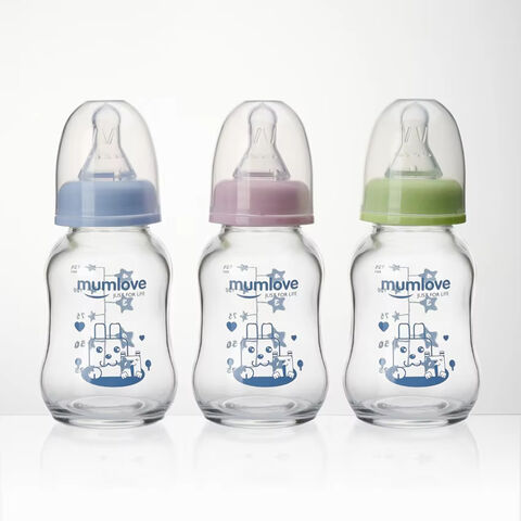 Mumlove Mamadeira de 120ml em Vidro Borossilicato de Alta Qualidade, Resistente ao Calor, Design Ergonômico para Bebês - Mais Vendida