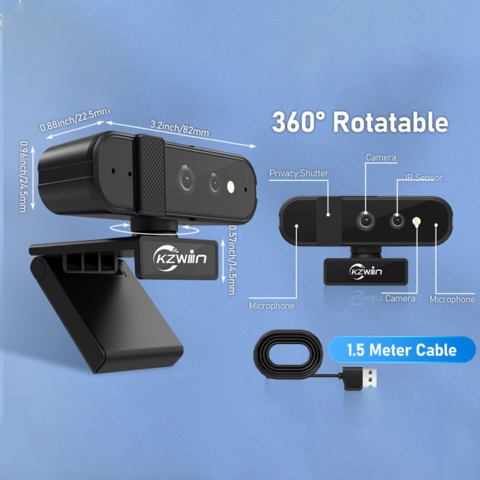 Cmos Pc Camera 1080p,facial Recognition,built-in Dual Microphones ...