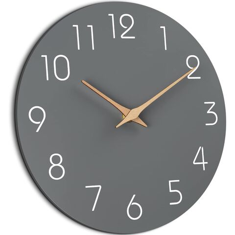 Reloj de Pared Silencioso Sin Tictac con Batería - Reloj Moderno y Sencillo de Madera de 25 cm Decorativo para Cocina, Dormitorio