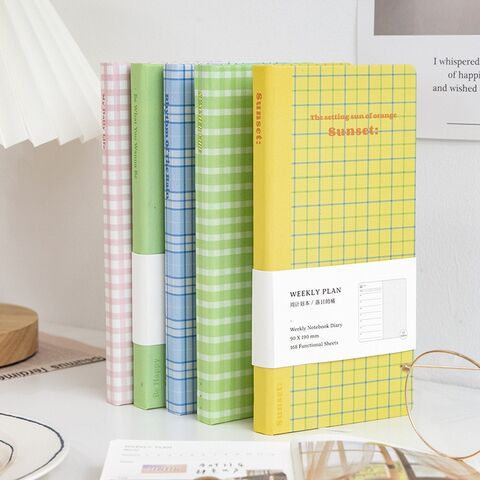 Caderno A6 e Diário com Estampa Xadrez, Agenda Estética, Capa de Couro PU, Planner Semanal Básico for sale at factory direct price