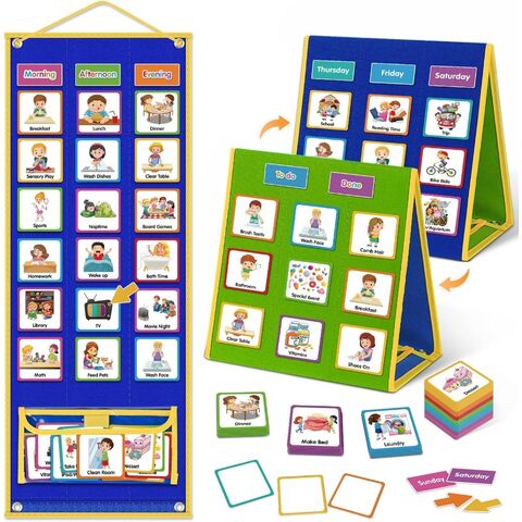 Tagesplaner für Kinder, visueller Zeitplan, faltbarer dreieckiger Tischkalender, Diagramm für die Schlafenszeit-Routine für Kleinkinder for sale at factory direct price