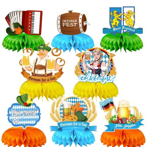 Decoración de bolas de nido de abeja, suministros para fiesta del festival de la cerveza para adultos, adorno de papel para fiesta Oktoberfest, bola de nido de abeja