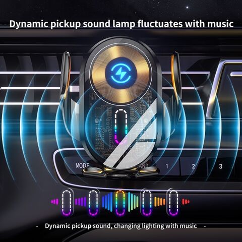Grosir Kustom Paduan Aluminium Gaya Punk Lampu Atmosfer LED 15W Pengisian Cepat Transparan Pengisi Daya Mobil Nirkabel Magnetik