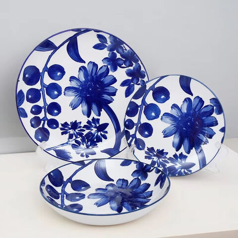 Juegos de Platos de Cerámica con Diseño de Mármol Vajilla de Lujo Royal China Vajilla de Porcelana para Fiestas, 18 piezas