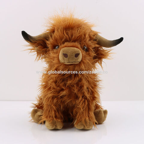 Venta al por mayor de peluche de vaca escocesa de las Highlands, muñeco de vaca de pelo largo
