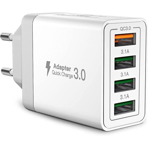 شاحن حائط USB، محول طاقة سريع الشحن متعدد المنافذ 40 واط