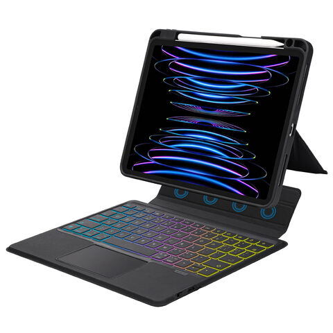 Étui à clavier en cuir PU souple avec pavé tactile et tablette Bluetooth sans fil rétroéclairé pour iPad Pro 11 12,9 10,9 10,2 pouces for sale at factory direct price