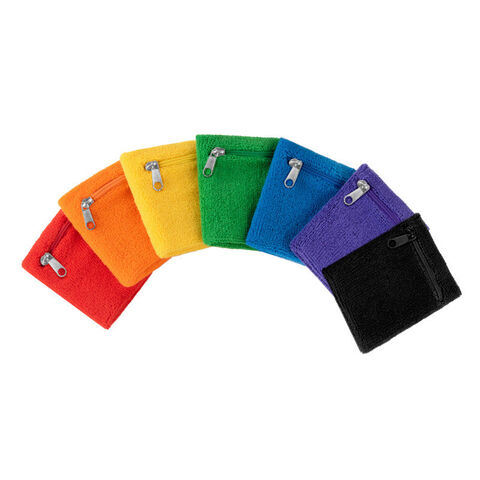 Bandeau de Sport Athlétique en Tissu Éponge de Coton Tricoté avec Broderie de Logo Personnalisé et Fermeture Éclair en Gros