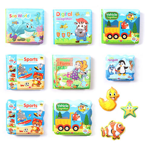 Baby Bath Books Pack Of 2 - Waterproof, Floating, Educational Bath Toys With Letters & Numbers
