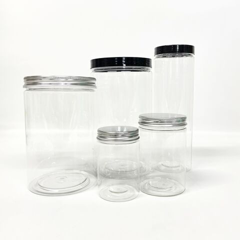 Venta al por mayor de botellas de plástico PET transparentes, reciclables, de calidad alimentaria, con tapas a prueba de fugas para frutos secos, cereales, galletas y snacks