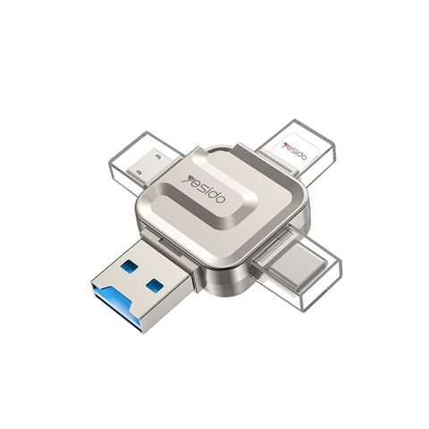 Lecteur de Carte Mémoire 4 en 1 Yesido USB 3.0 Haute Vitesse Mini Design pour Transfert de Données