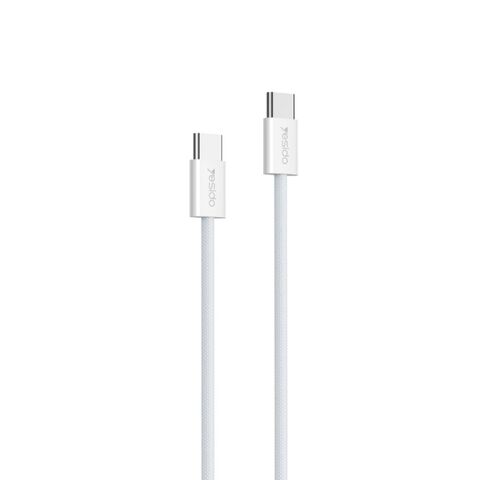 Cable de Datos Yesido de Tipo C a Tipo C, 1.2 Metros, 60W, Carga Rápida, Diseño Trenzado en Tela para IP