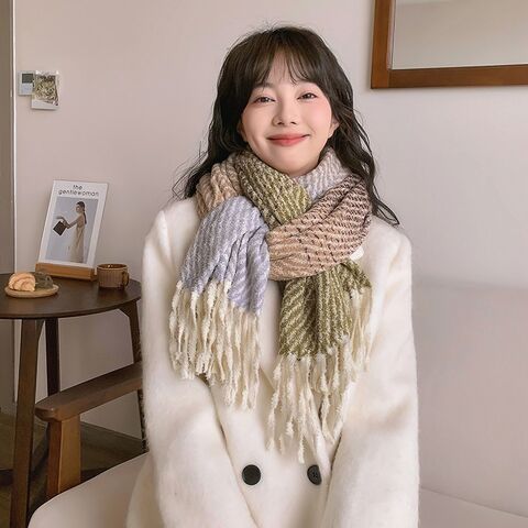 Écharpe d'hiver pour femme style coréen super douce en imitation cachemire, épaisse, chaude et confortable - Vente en gros d'écharpes de haute qualité