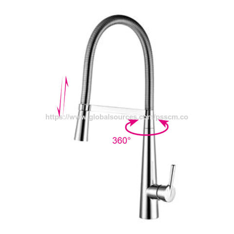 Grifo mezclador de fregadero de cocina con muelle duradero, grifo de cocina extraíble cromado for sale at factory direct price