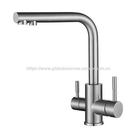 Grifo de agua potable cepillado de acero inoxidable 304 de lujo de buena calidad, grifo purificador de agua de 3 vías for sale at factory direct price