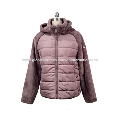 Damen Kunstpelzmantel, kurze Damenjacke mit Fellkapuze for sale at factory direct price