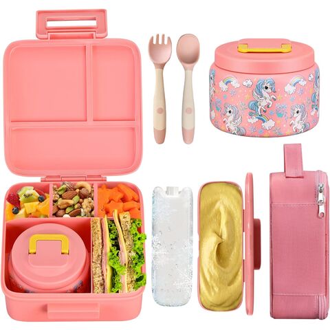 Lunchbox für Kinder mit 240ml Suppenthermoskanne, Auslaufsichere Lunchbehälter mit 5 Fächern, Thermos-Speisegefäß und Lunchtasche, Lebensmittelbehälter